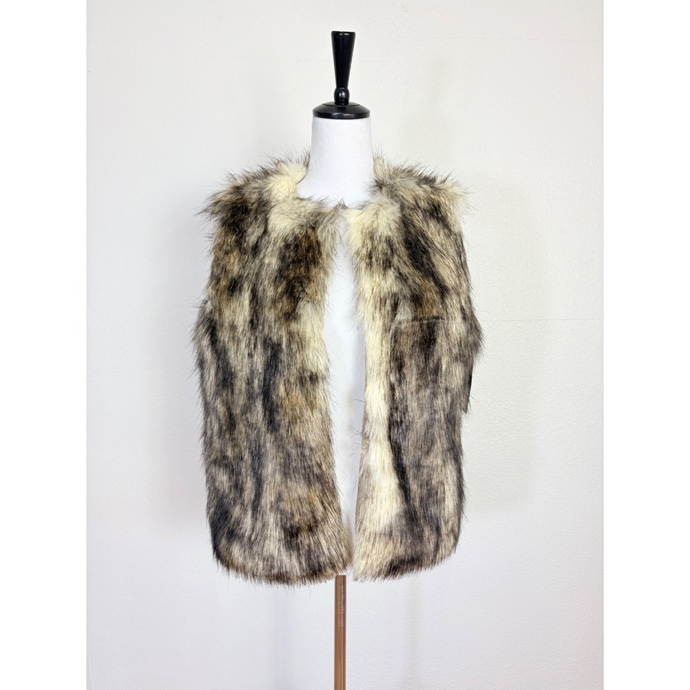 Glamsia Fuzzy Faux Fur Vest Sleeveless Jacket Size Large Y2K 2000s Baddie Chic